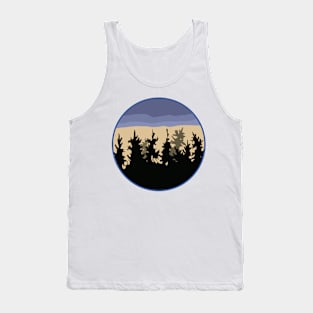 Autumn sunset behind a forest Tank Top